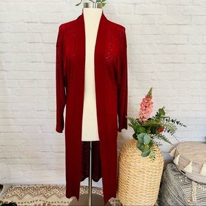 Wine Red Maxi Cardigan